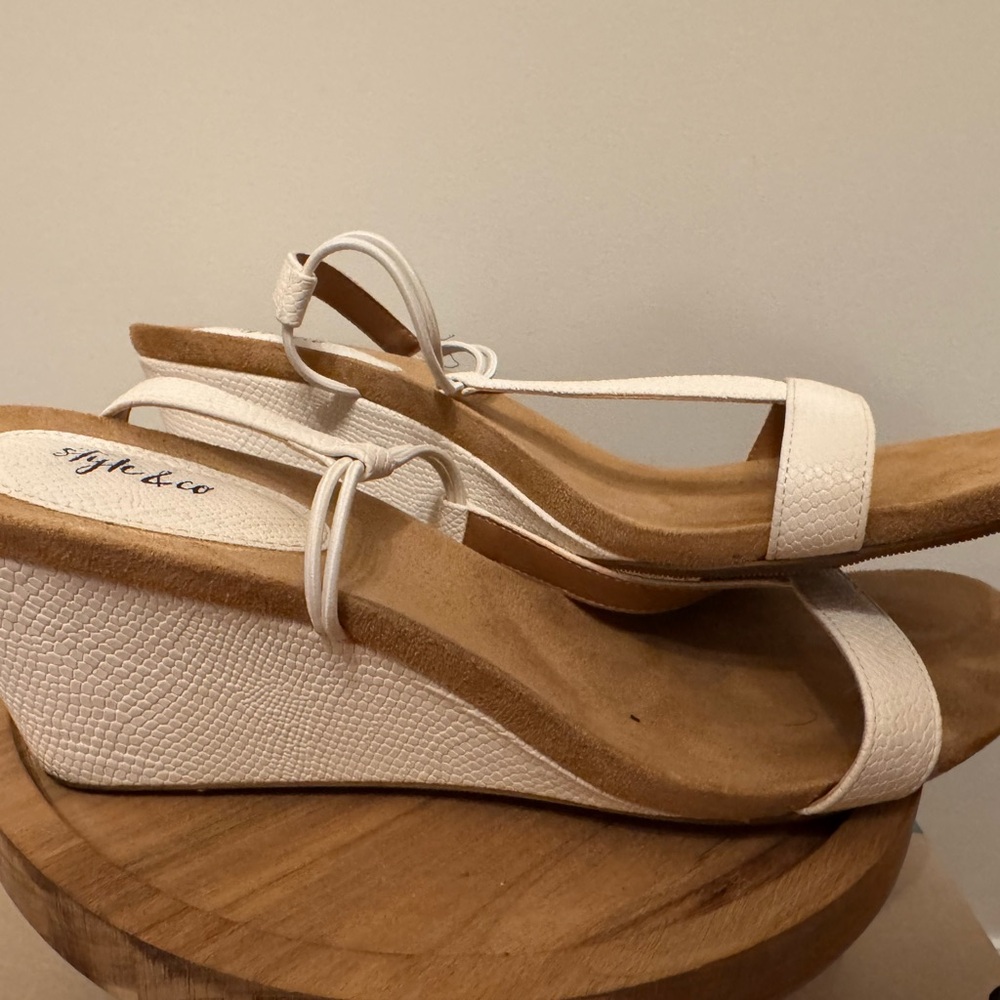 Style & Co. Cream Wedge Sandals